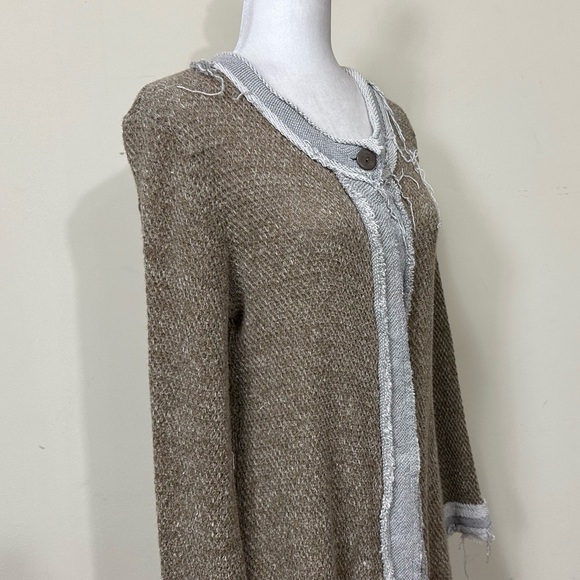 NWOT Pete Cotton Blend Brown Grey Factory Distressed Grunge Wrap Cloak Coat M/L - Picture 5 of 16